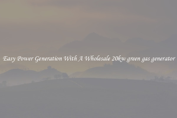Easy Power Generation With A Wholesale 20kw green gas generator